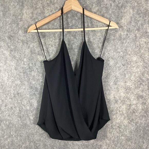 Aqua Black Halter V Neck Tank Blouse Size XS Slip On Camisole - Picture 3 of 8